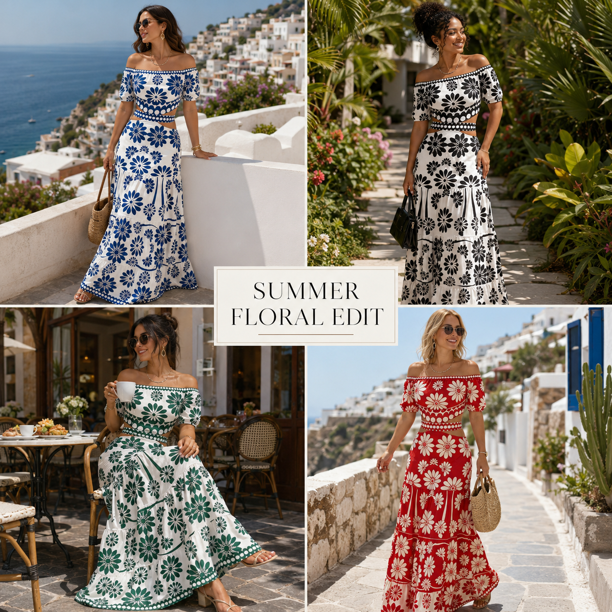 Women's Floral Off-Shoulder Cutout Maxi Dress