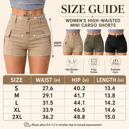 Women's High-Waisted Mini Cargo Shorts (3-Pack)