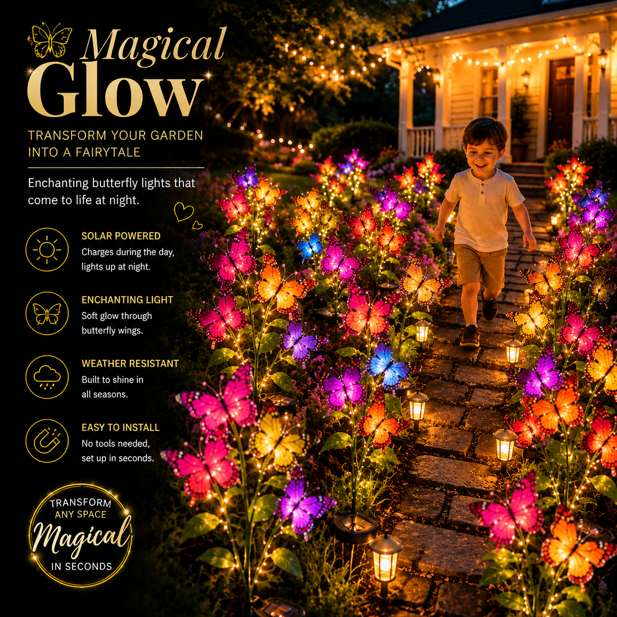 Solar Butterfly Branch Lights