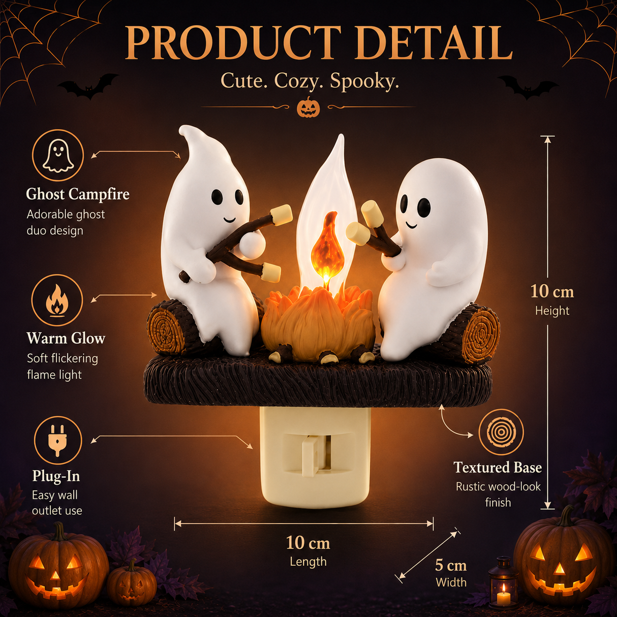 👻 Ghost Campfire Night Light