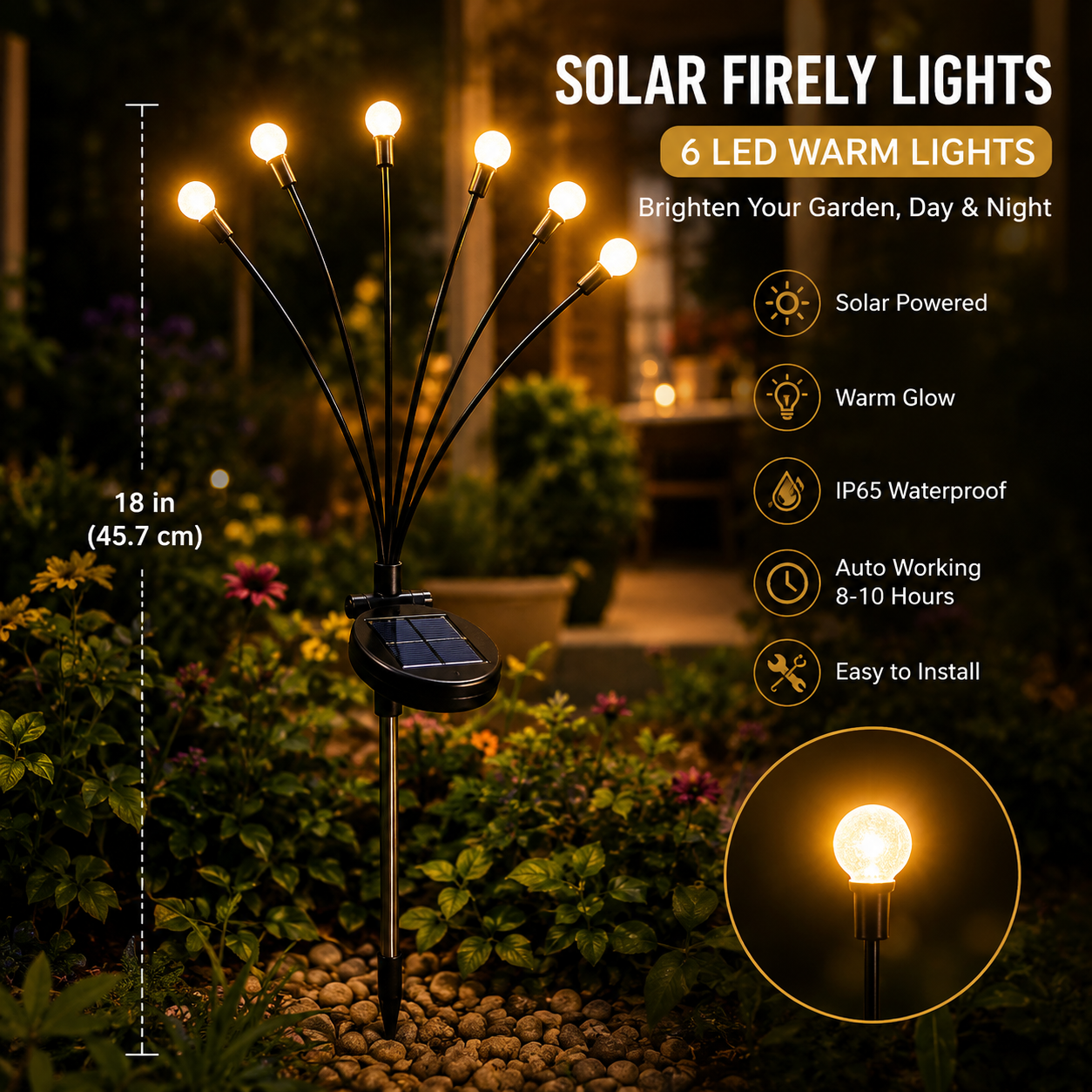 Solar Powered Firefly Swaying Garden Lights