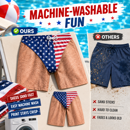 Customized 3D Hairy Legs Patriotic Beach Shorts
