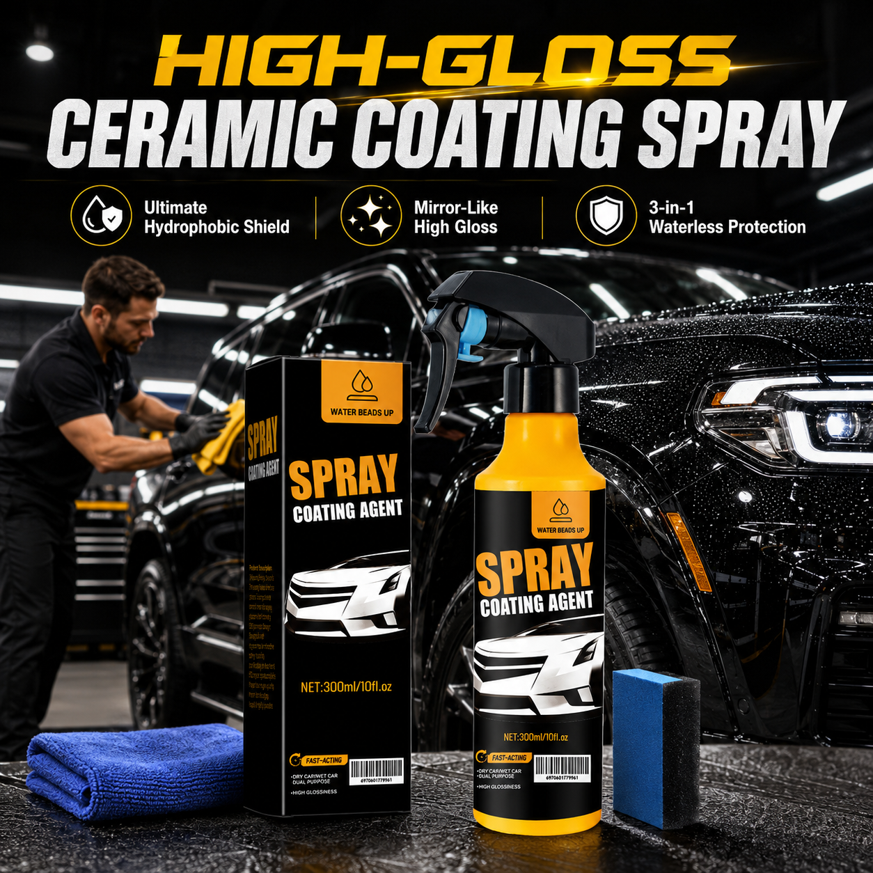 High-Gloss Ceramic Coating Spray（Extra Large Capacity 300ml）