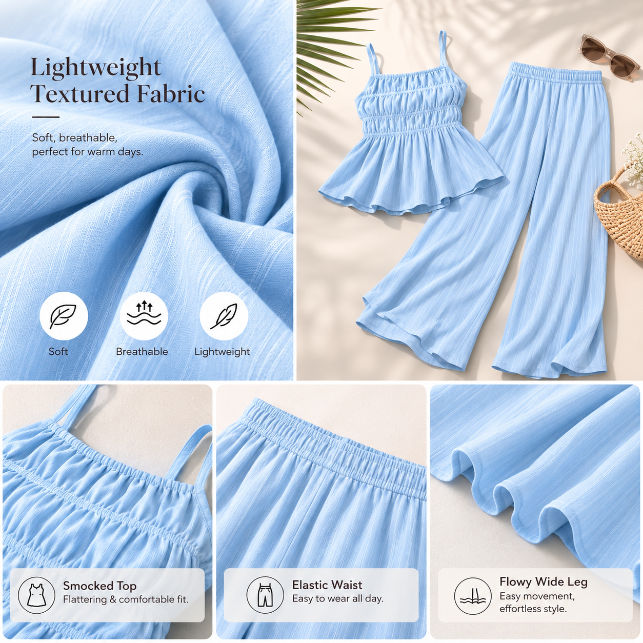 Summer Oasis Smocked Two-Piece Lounge Set🏝️