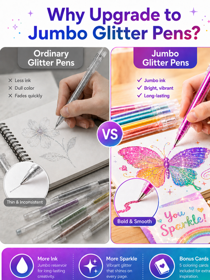🎨Sparkle Deal Vibrant Glitter Gel Pens for Coloring, Drawing & Creative Fun