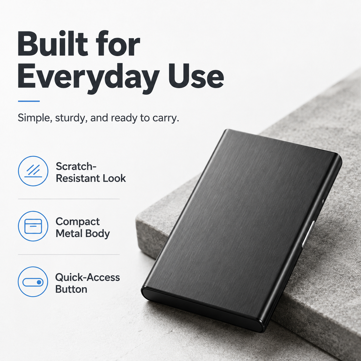 🔒 Slim Metal Card Holder – RFID Blocking with Pop-Up Card Access