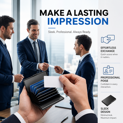 🔒 Slim Metal Card Holder – RFID Blocking with Pop-Up Card Access