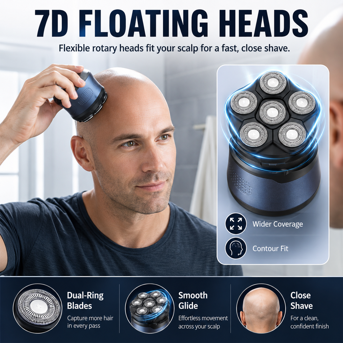 🔥🛠️ 7D Electric Head Shaver for Bald Men – Wet & Dry with Magnetic Detachable Head