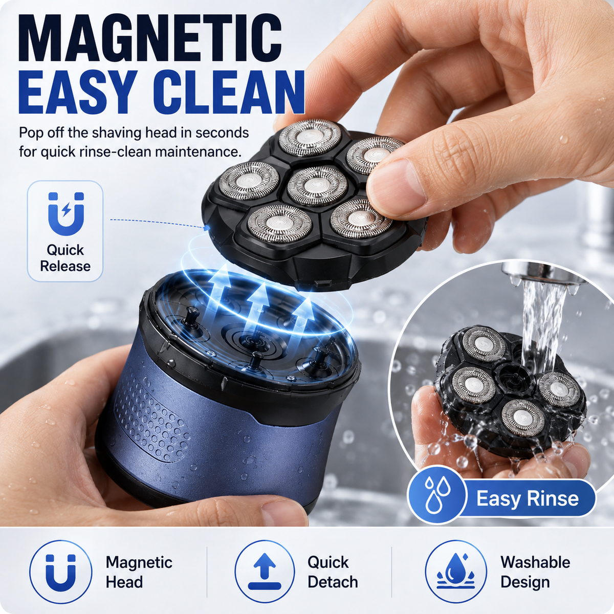 🔥🛠️ 7D Electric Head Shaver for Bald Men – Wet & Dry with Magnetic Detachable Head