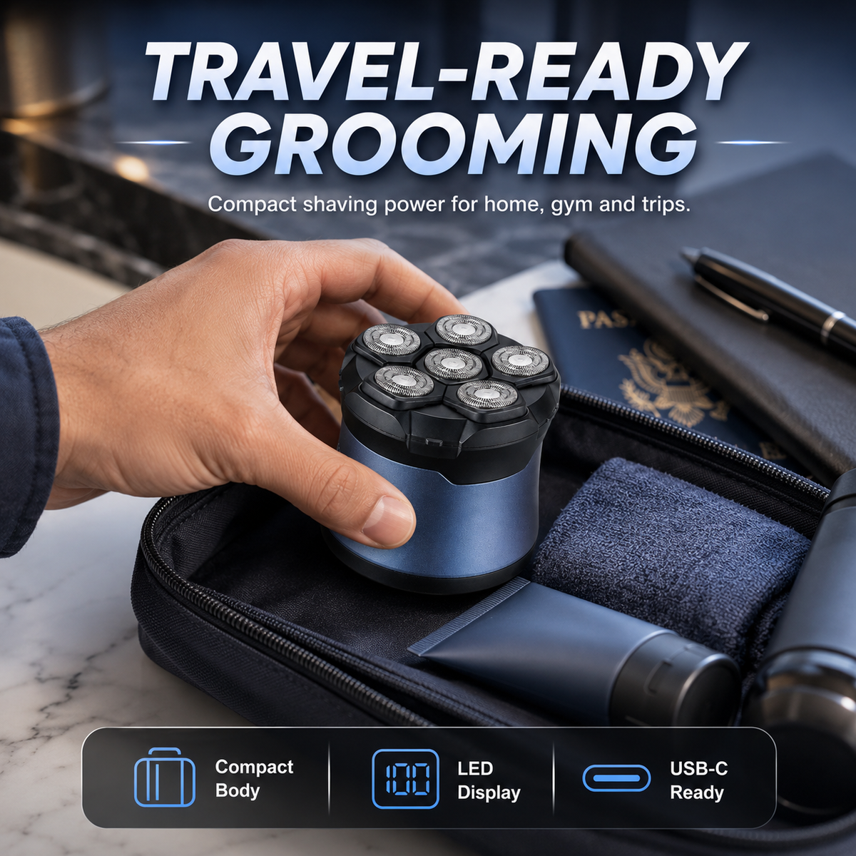 🔥🛠️ 7D Electric Head Shaver for Bald Men – Wet & Dry with Magnetic Detachable Head
