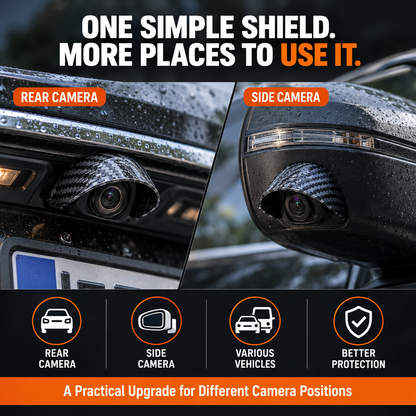🚗 Carbon Fiber Car Backup Camera Rain & Glare Shield – Universal Protective Sun Visor