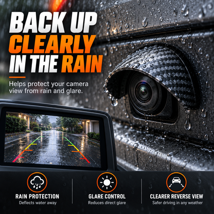 🚗 Carbon Fiber Car Backup Camera Rain & Glare Shield – Universal Protective Sun Visor