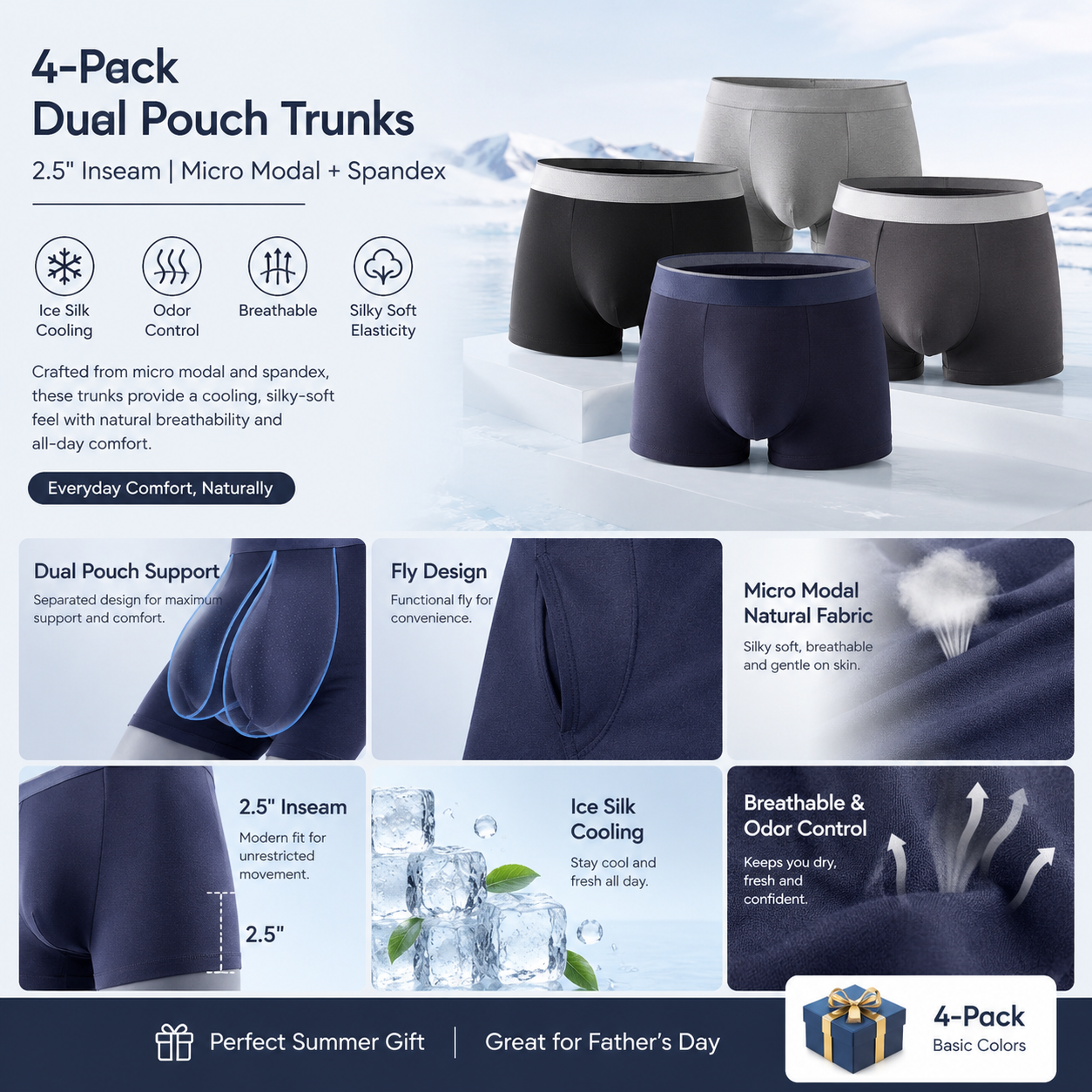 father-s-day-gift-summer-essential-men-s-dual-pouch-ice-silk-trunks-4pcs-2551