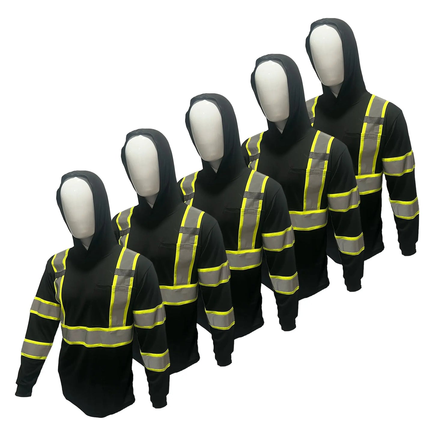 5-Pack ST908 High Visibility Long Sleeve Safety Hoodie Set
