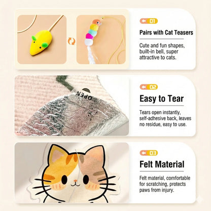 SmartWell Cute Kawaii Cat Scratcher Mat & Wall Protector