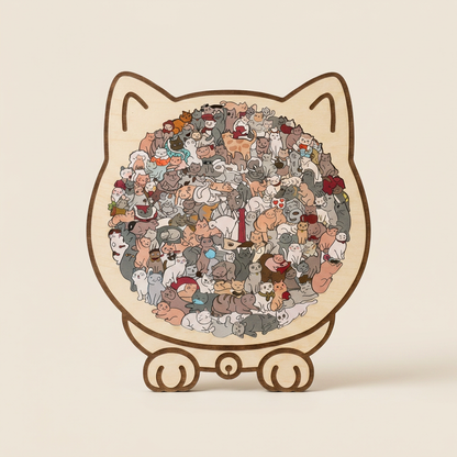 "A Thousand Cats" Wooden Jigsaw Puzzle