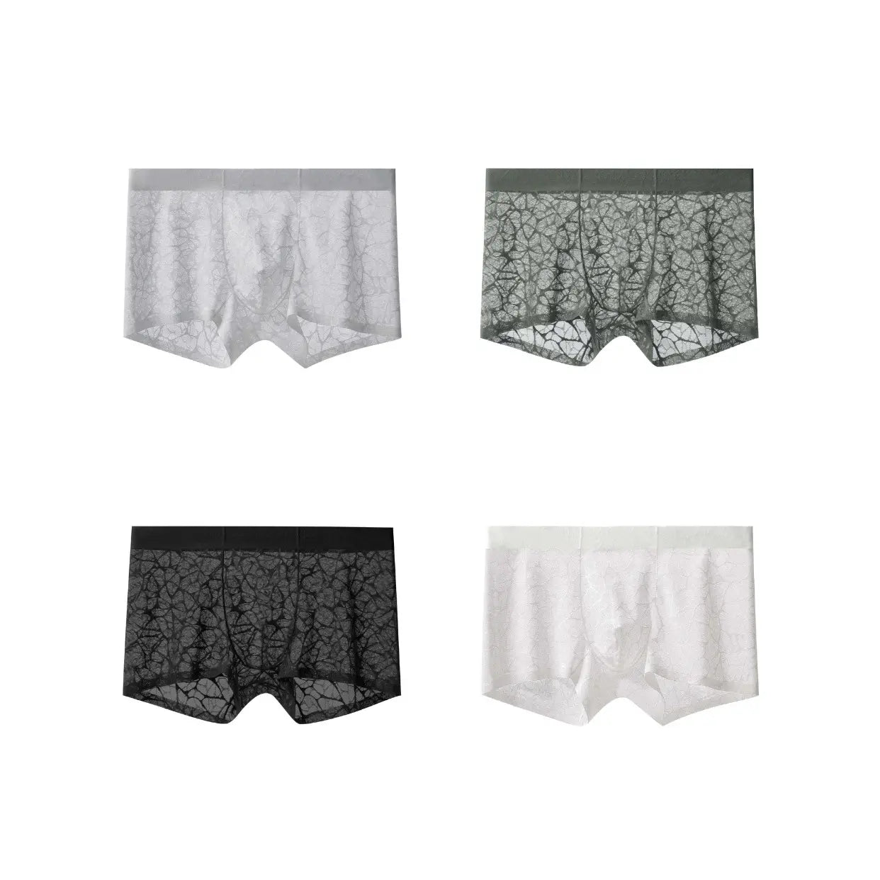 Men's Leopard Lace Ice Silk Boxer Briefs (4-Pack) 🐆✨