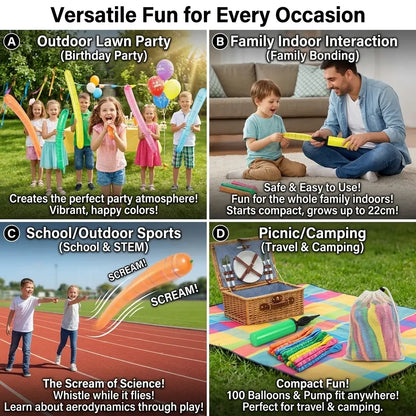 🎉100pcs Whistling Flying Rockets with Pump |Outdoor Party Games and Birthday Gifts