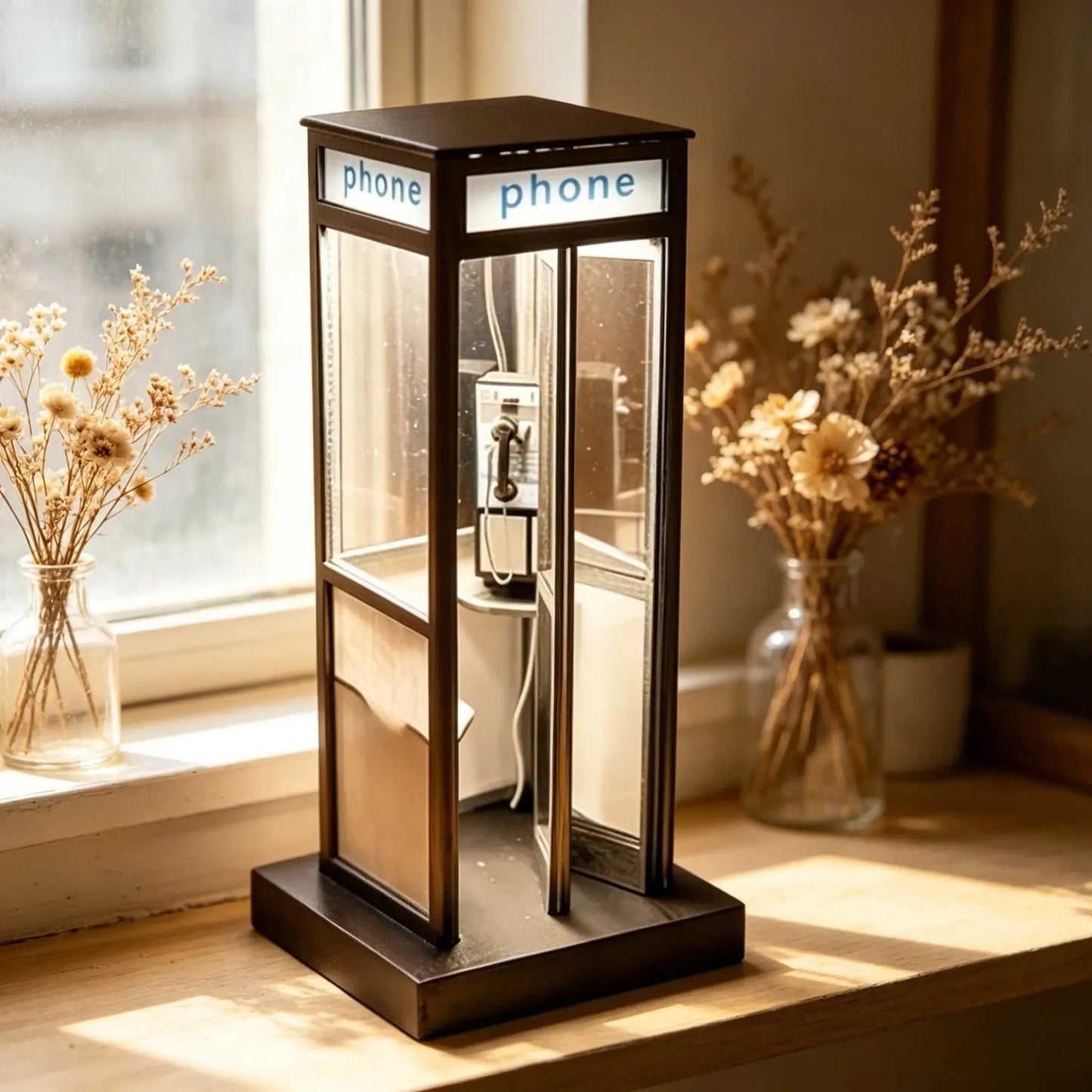 Retro Telephone Booth Bedside Night Light 📞✨