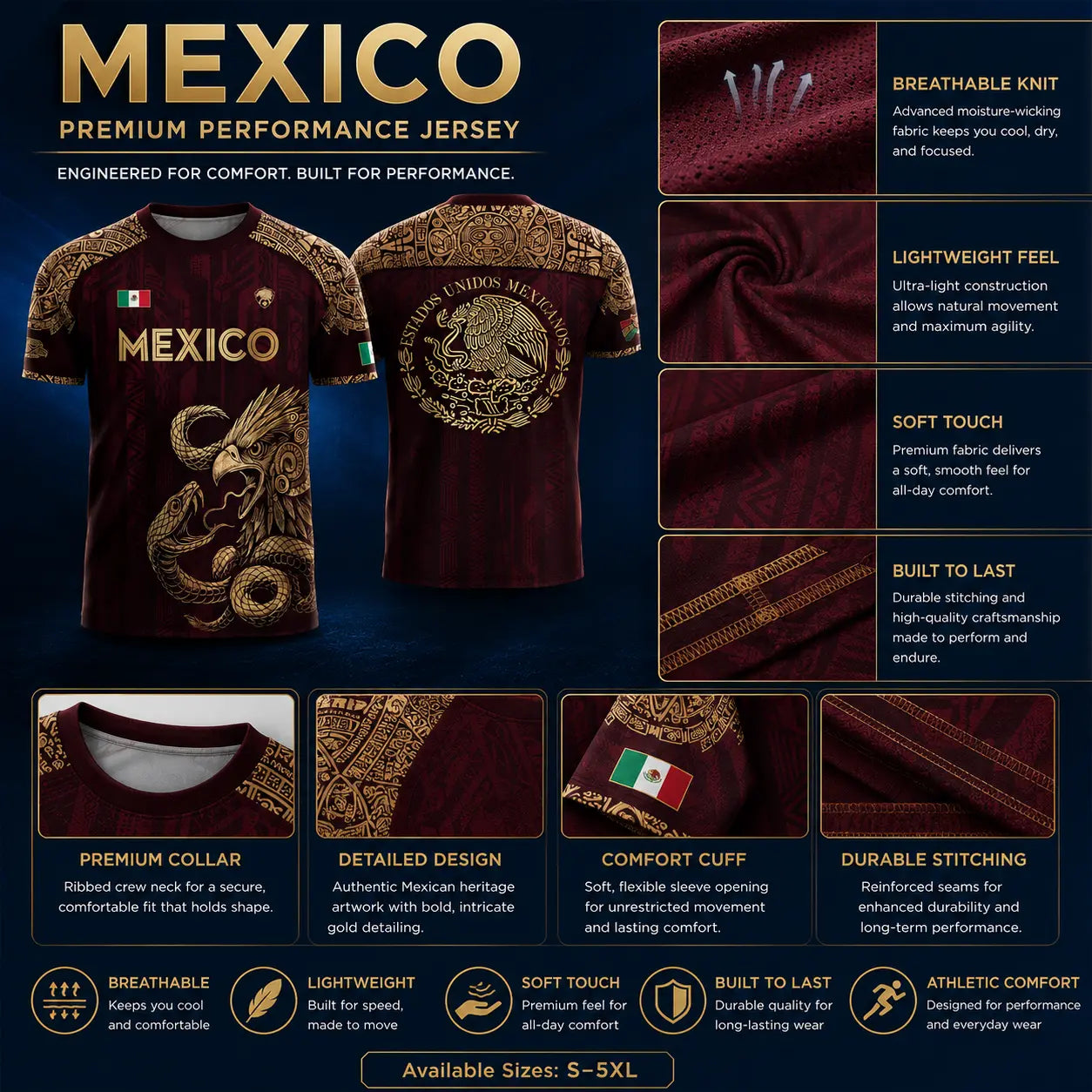 ⚽️ Mexico Aztec Eagle & Serpent Soccer Jersey