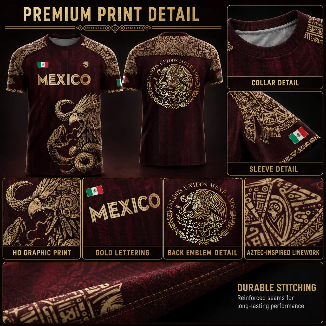 ⚽️ Mexico Aztec Eagle & Serpent Soccer Jersey