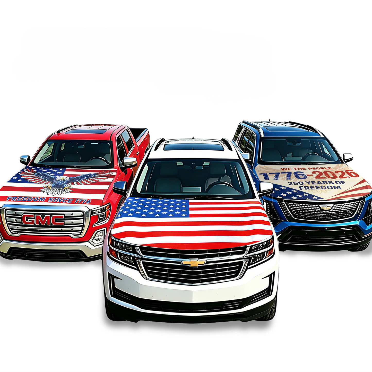 Premium American Flag Car Hood Set
