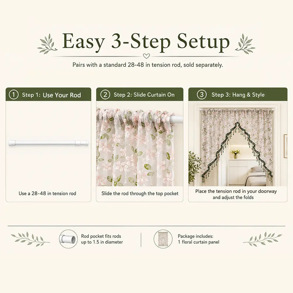 Luxury Floral Lace Door Curtain