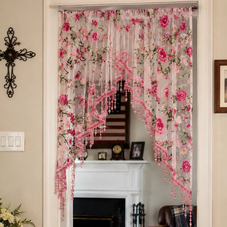 Luxury Floral Lace Door Curtain