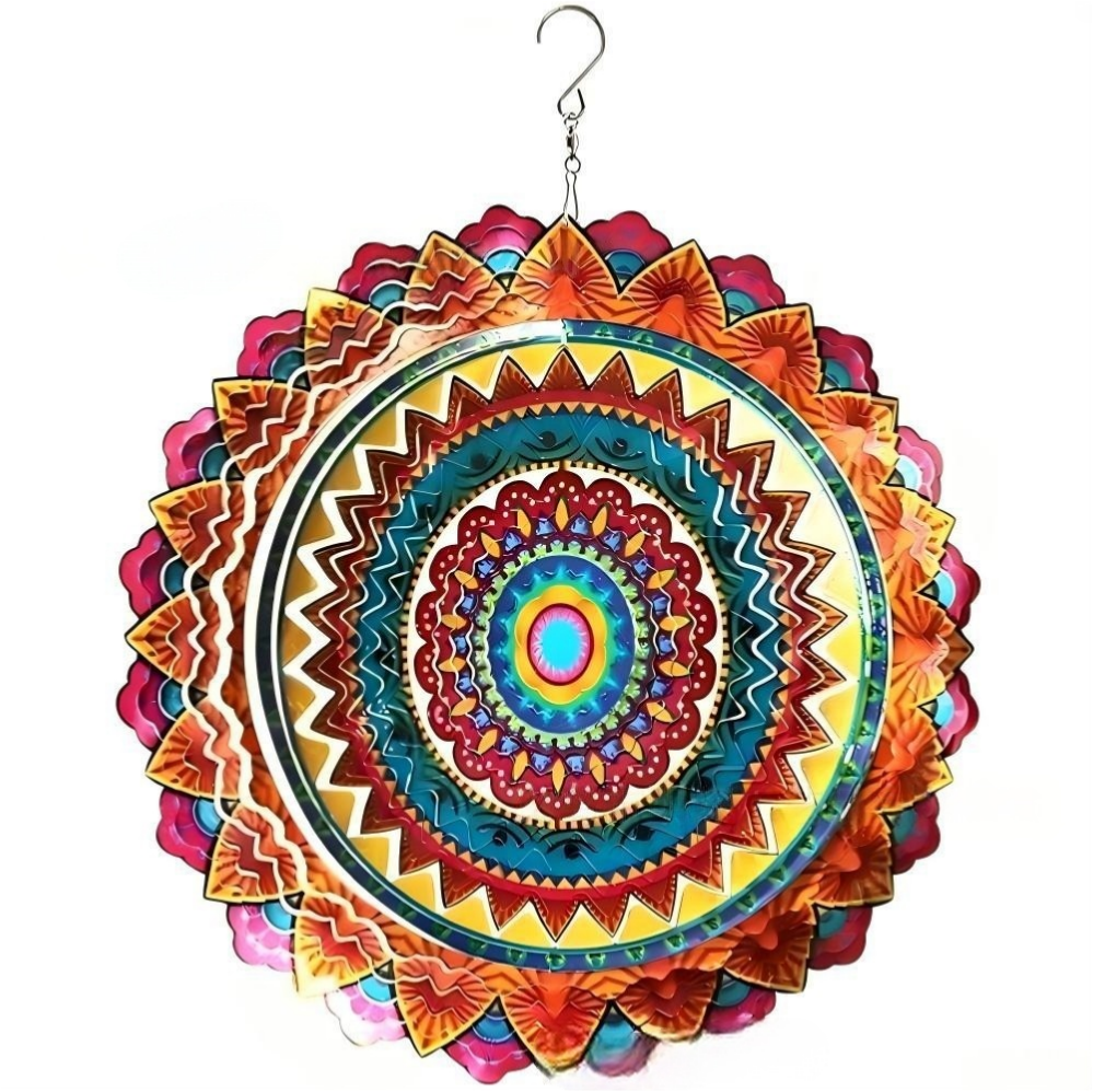 🌀 12-Inch Mandala Peacock 3D Kinetic Wind Spinner