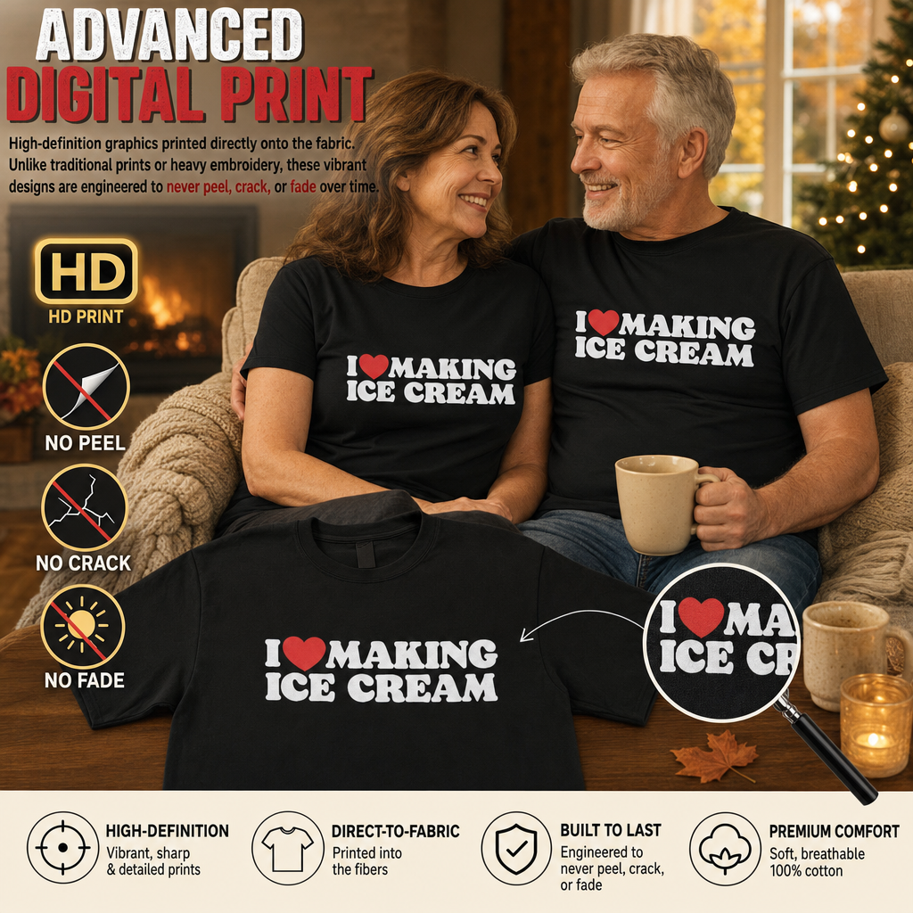 "I Love Making Ice Cream" Couples Cotton Crewneck Set