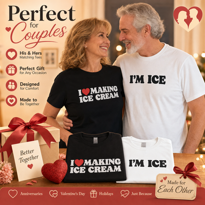 "I Love Making Ice Cream" Couples Cotton Crewneck Set
