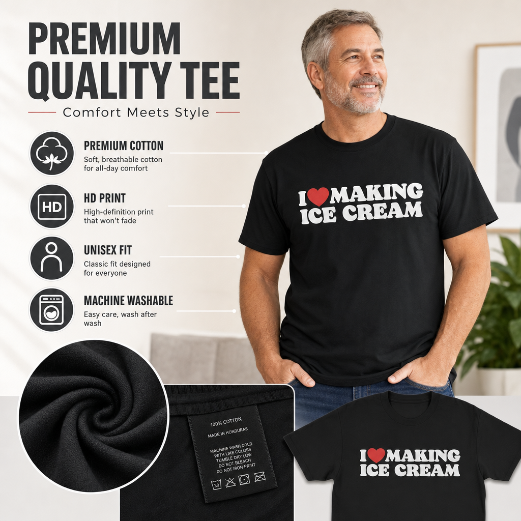 "I Love Making Ice Cream" Couples Cotton Crewneck Set