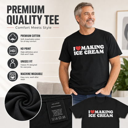 "I Love Making Ice Cream" Couples Cotton Crewneck Set