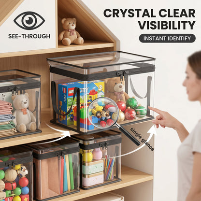 Heavy-Duty Large Clear Storage Box with Hinged Lid