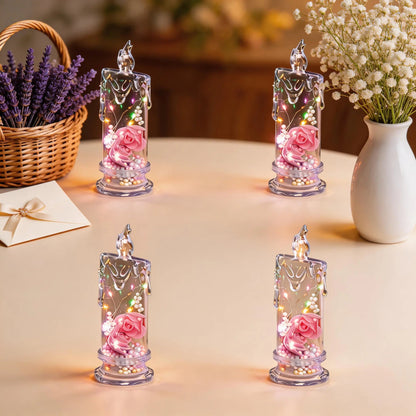 ✨ Set of Four Realistic Rose Candle Lights