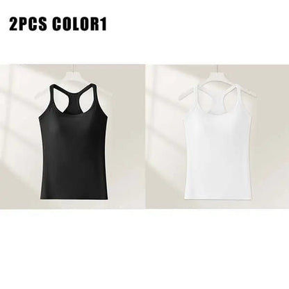 🔥Last Day 45% OFF-🧘‍♀️ Women's Ribbed Built-In Bra Tank Top