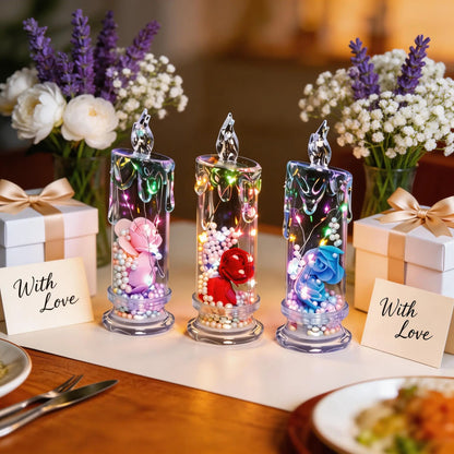 ✨ Set of Four Realistic Rose Candle Lights