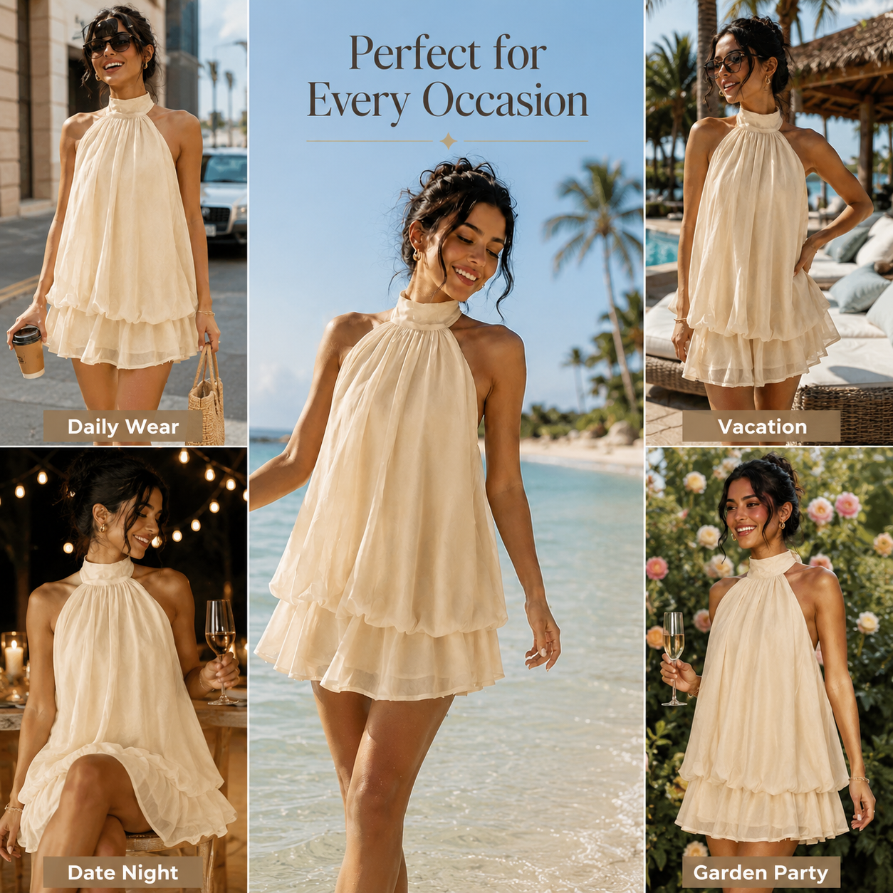 💃 Vacation Halter Backless Maxi Dress