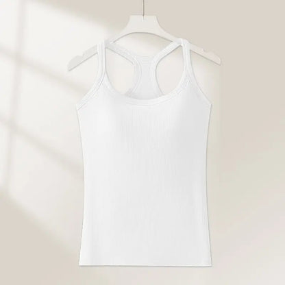 🔥Last Day 45% OFF-🧘‍♀️ Women's Ribbed Built-In Bra Tank Top